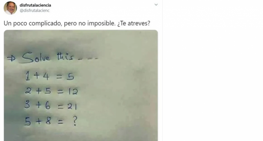Acertijo matemático fácil pero no tan simple de resolver